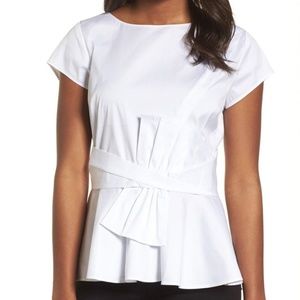 Bow Detail Peplum Top (Size xxl)*